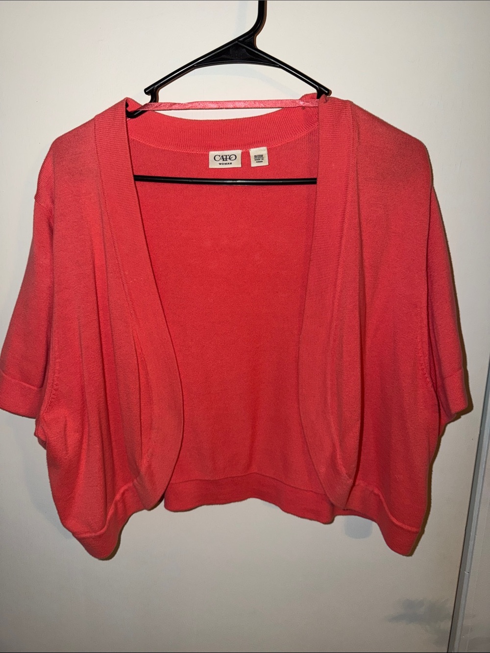 Cato Coral Open-Front Shrug